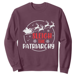 Sleigh The Patriarchy Sweatshirt Feminist Christmas Womens Rights TS10 Maroon Print Your Wear