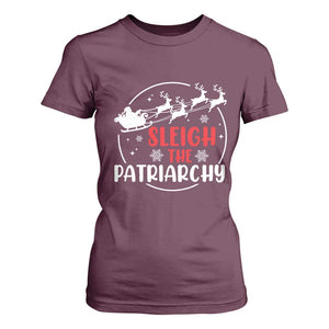 Sleigh The Patriarchy T Shirt For Women Feminist Christmas Womens Rights TS10 Maroon Print Your Wear