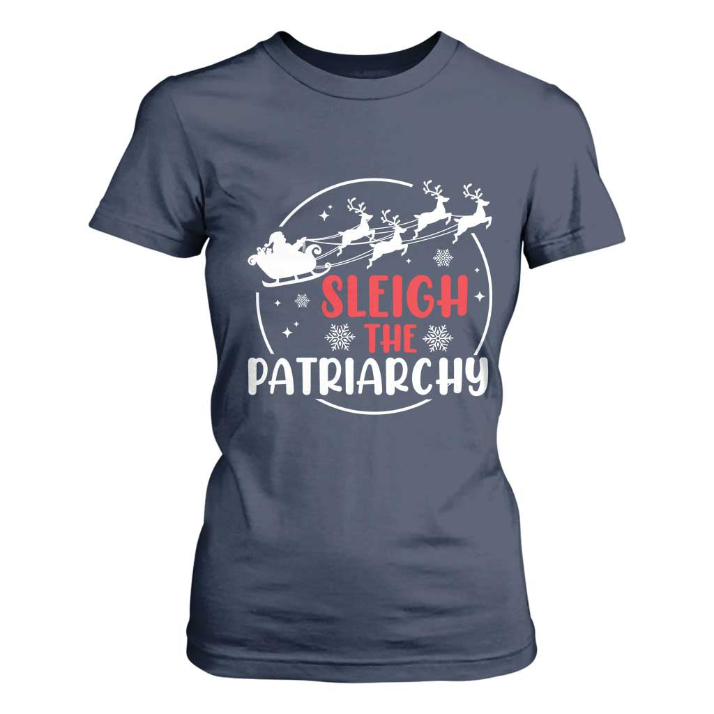 Sleigh The Patriarchy T Shirt For Women Feminist Christmas Womens Rights TS10 Navy Print Your Wear