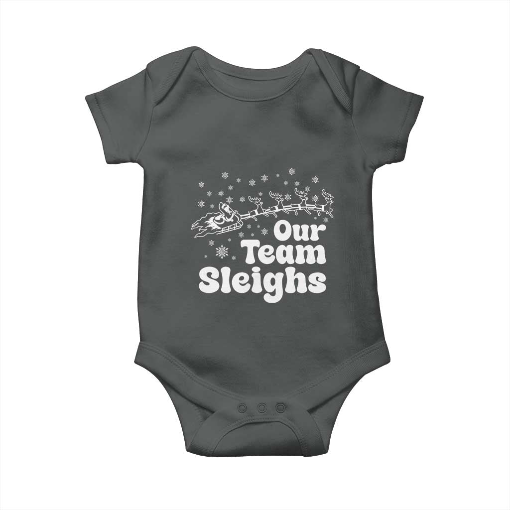 Our Team Sleighs Christmas Matching Group Baby Onesie Office Team TS10 Dark Heather Print Your Wear