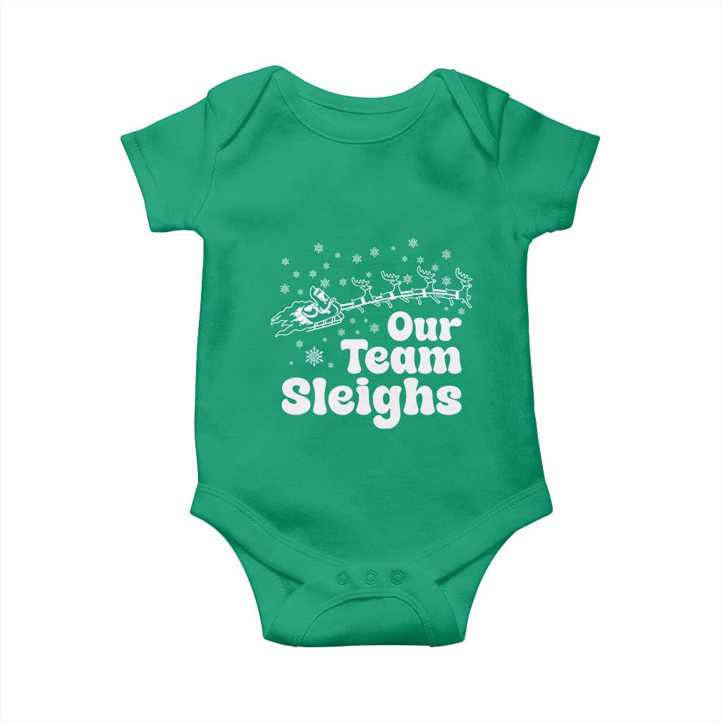 Our Team Sleighs Christmas Matching Group Baby Onesie Office Team TS10 Irish Green Print Your Wear