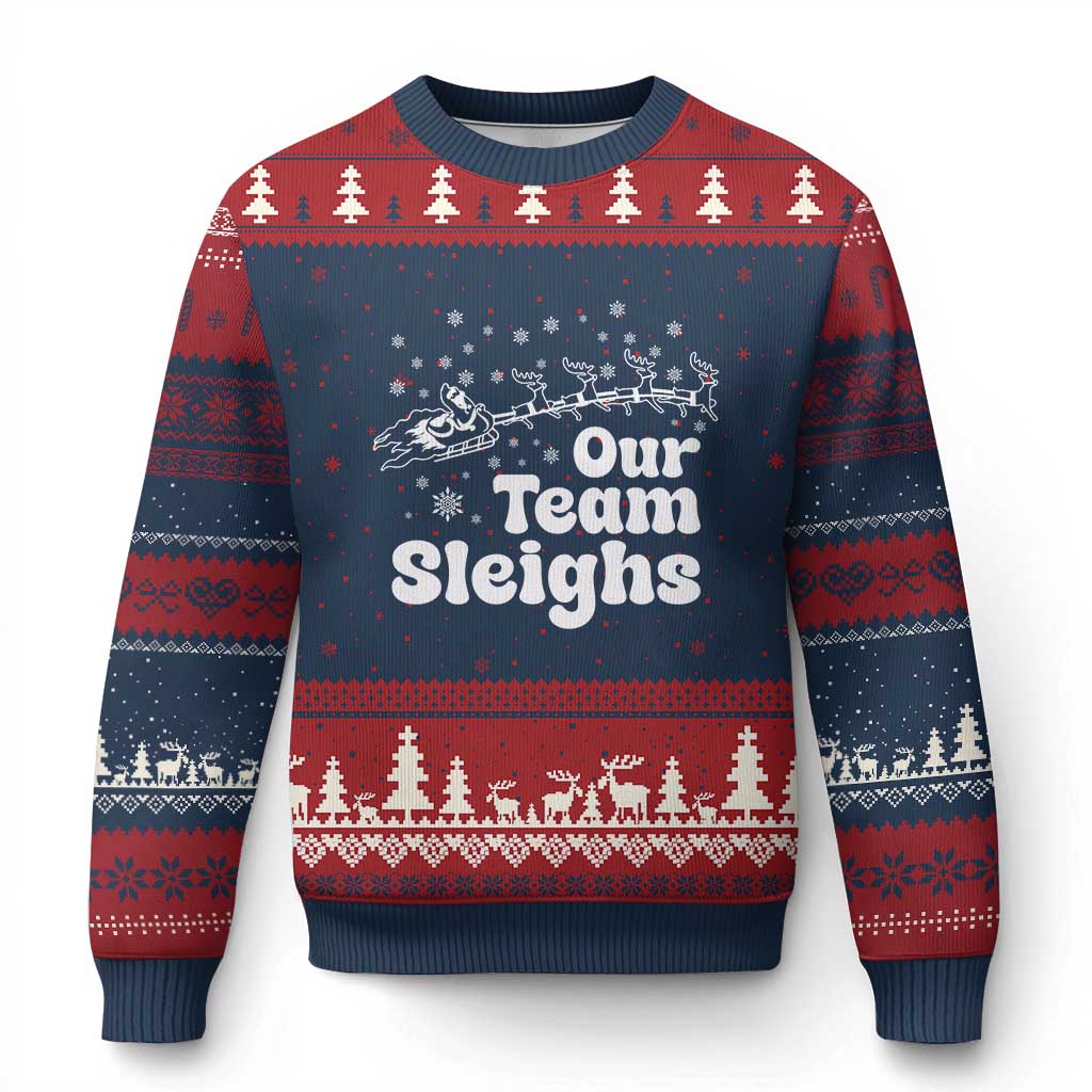 Our Team Sleighs Xmas Matching Group Ugly Christmas Sweater Office Team TS10 Navy Red Print Your Wear