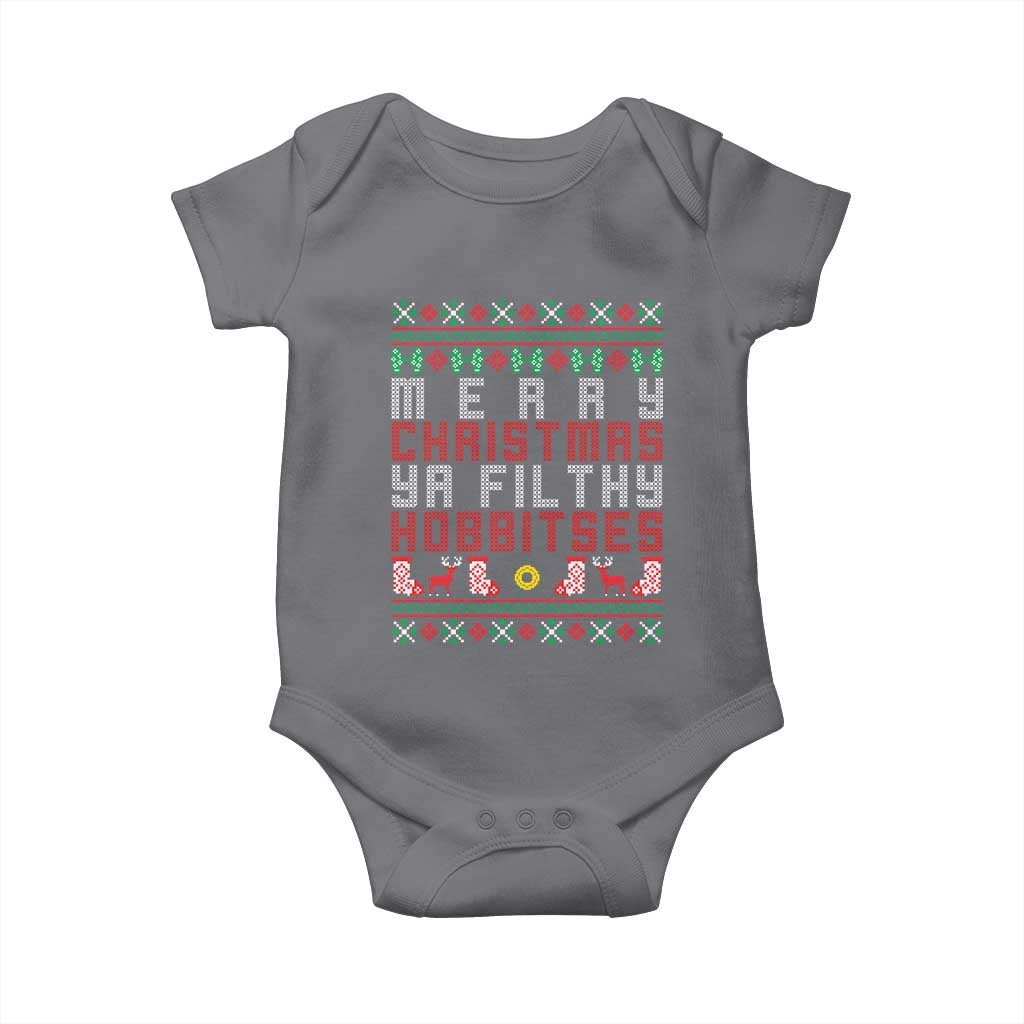 Merry Christmas Ya Filthy Animal Baby Onesie Funny Fantasy Movie Meme LOL Ugly Xmas TS10 Charcoal Print Your Wear