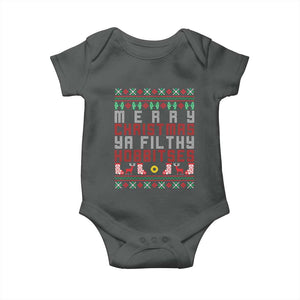 Merry Christmas Ya Filthy Animal Baby Onesie Funny Fantasy Movie Meme LOL Ugly Xmas TS10 Dark Heather Print Your Wear