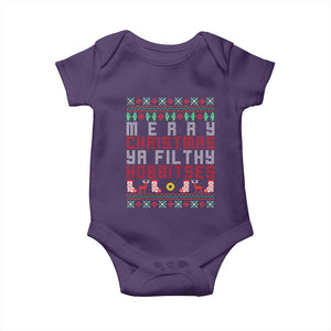 Merry Christmas Ya Filthy Animal Baby Onesie Funny Fantasy Movie Meme LOL Ugly Xmas TS10 Purple Print Your Wear
