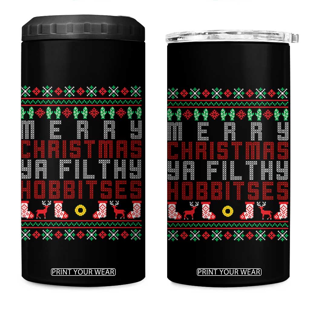 Merry Christmas Ya Filthy Animal 4 in 1 Can Cooler Tumbler Funny Fantasy Movie Meme LOL Ugly Xmas TS10 One Size: 16 oz Black Print Your Wear