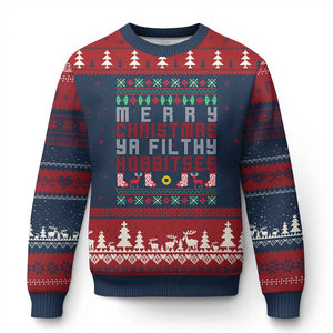 Merry Xmas Ya Filthy Animal Ugly Christmas Sweater Funny Fantasy Movie Meme LOL Ugly Xmas TS10 Navy Red Print Your Wear