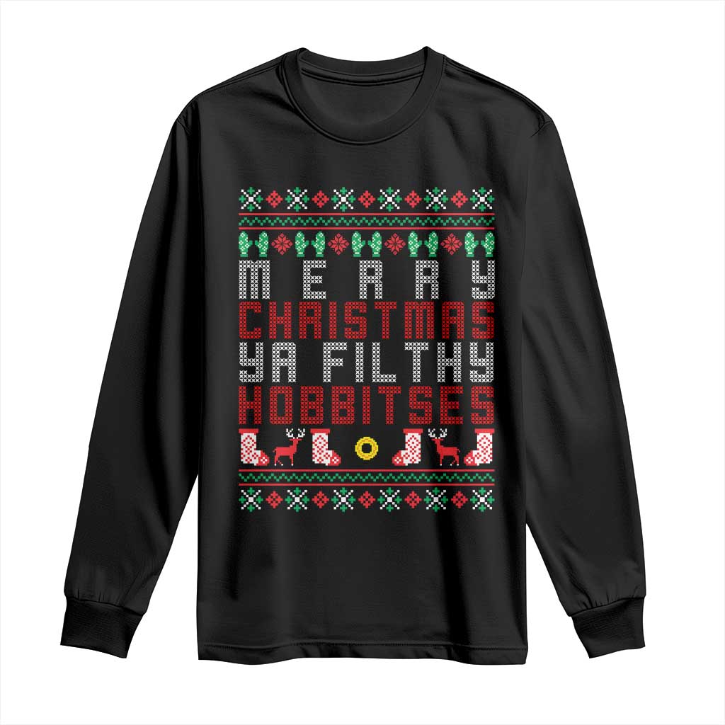 Merry Christmas Ya Filthy Animal Long Sleeve Shirt Funny Fantasy Movie Meme LOL Ugly Xmas TS10 Black Print Your Wear