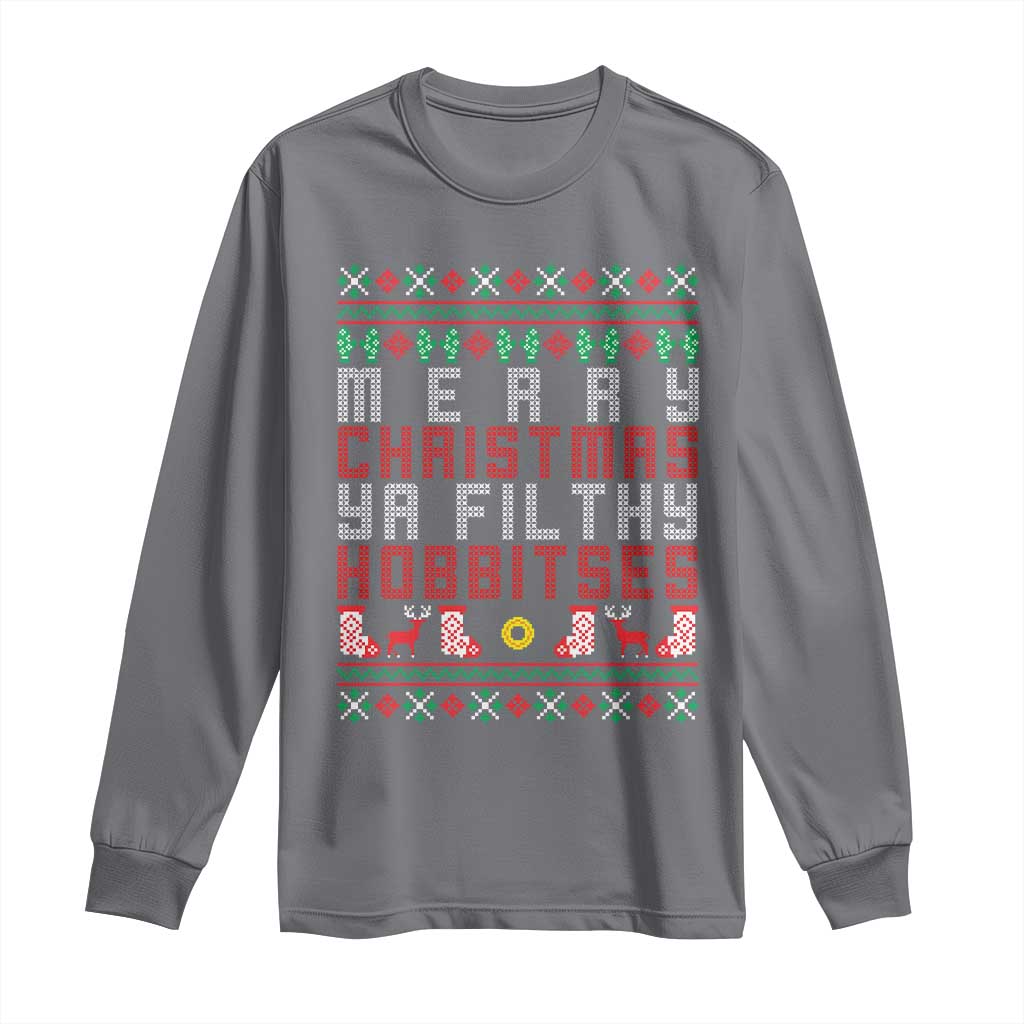 Merry Christmas Ya Filthy Animal Long Sleeve Shirt Funny Fantasy Movie Meme LOL Ugly Xmas TS10 Charcoal Print Your Wear