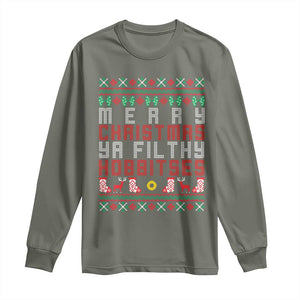 Merry Christmas Ya Filthy Animal Long Sleeve Shirt Funny Fantasy Movie Meme LOL Ugly Xmas TS10 Military Green Print Your Wear