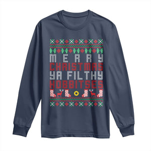 Merry Christmas Ya Filthy Animal Long Sleeve Shirt Funny Fantasy Movie Meme LOL Ugly Xmas TS10 Navy Print Your Wear