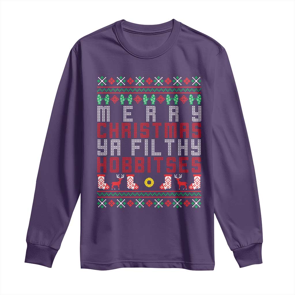 Merry Christmas Ya Filthy Animal Long Sleeve Shirt Funny Fantasy Movie Meme LOL Ugly Xmas TS10 Purple Print Your Wear