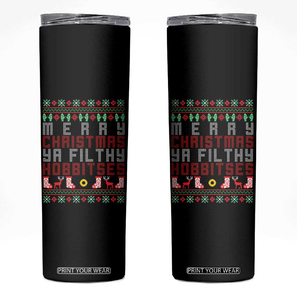 Merry Christmas Ya Filthy Animal Skinny Tumbler Funny Fantasy Movie Meme LOL Ugly Xmas TS10 Black Print Your Wear