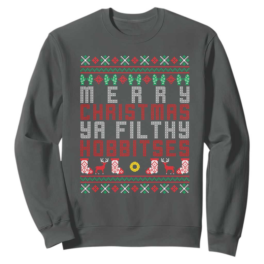 Merry Christmas Ya Filthy Animal Sweatshirt Funny Fantasy Movie Meme LOL Ugly Xmas TS10 Dark Heather Print Your Wear