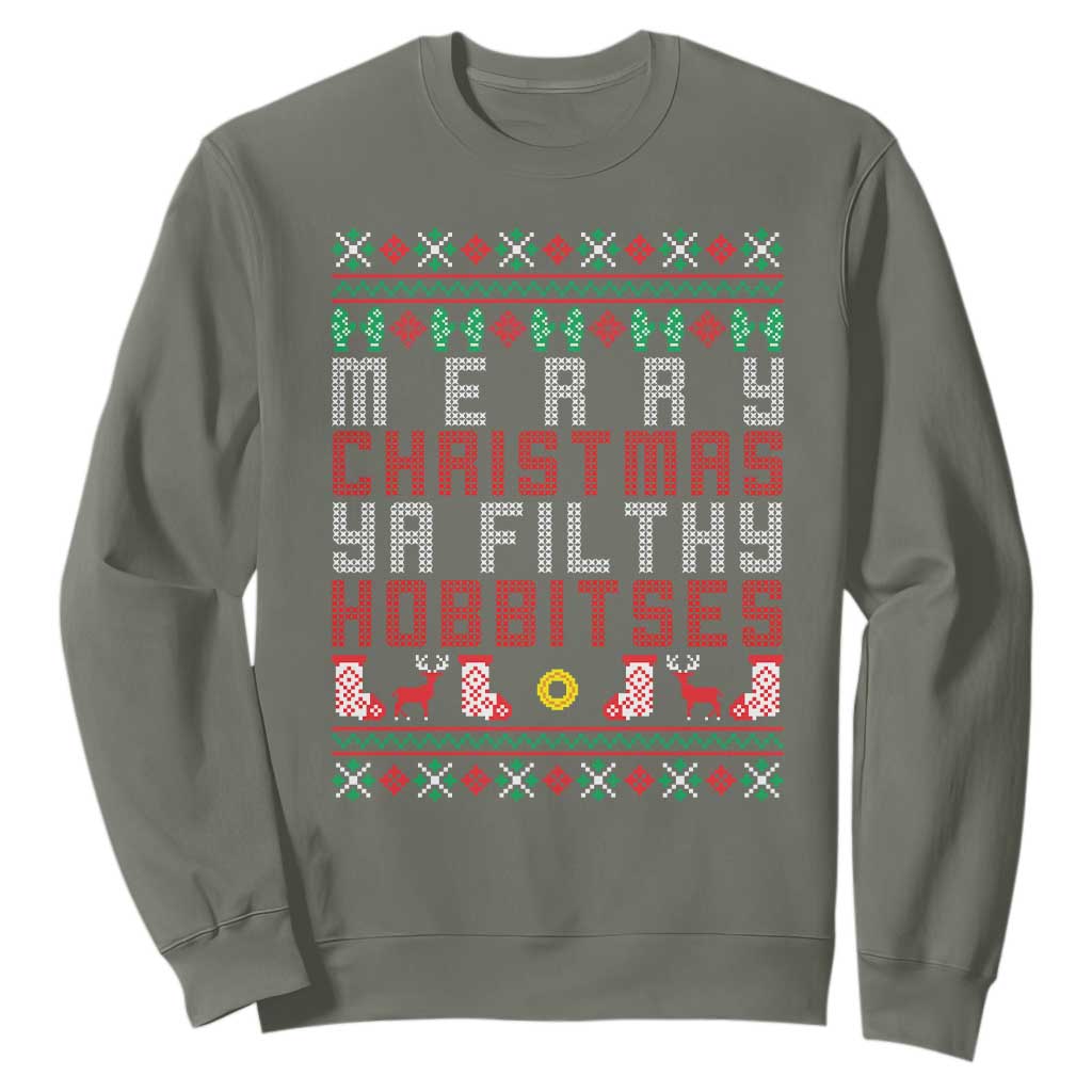 Merry Christmas Ya Filthy Animal Sweatshirt Funny Fantasy Movie Meme LOL Ugly Xmas TS10 Military Green Print Your Wear