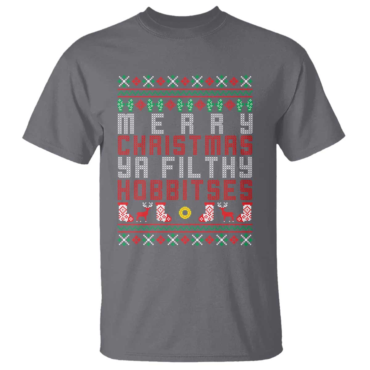 Merry Christmas Ya Filthy Animal T Shirt Funny Fantasy Movie Meme LOL Ugly Xmas TS10 Charcoal Print Your Wear