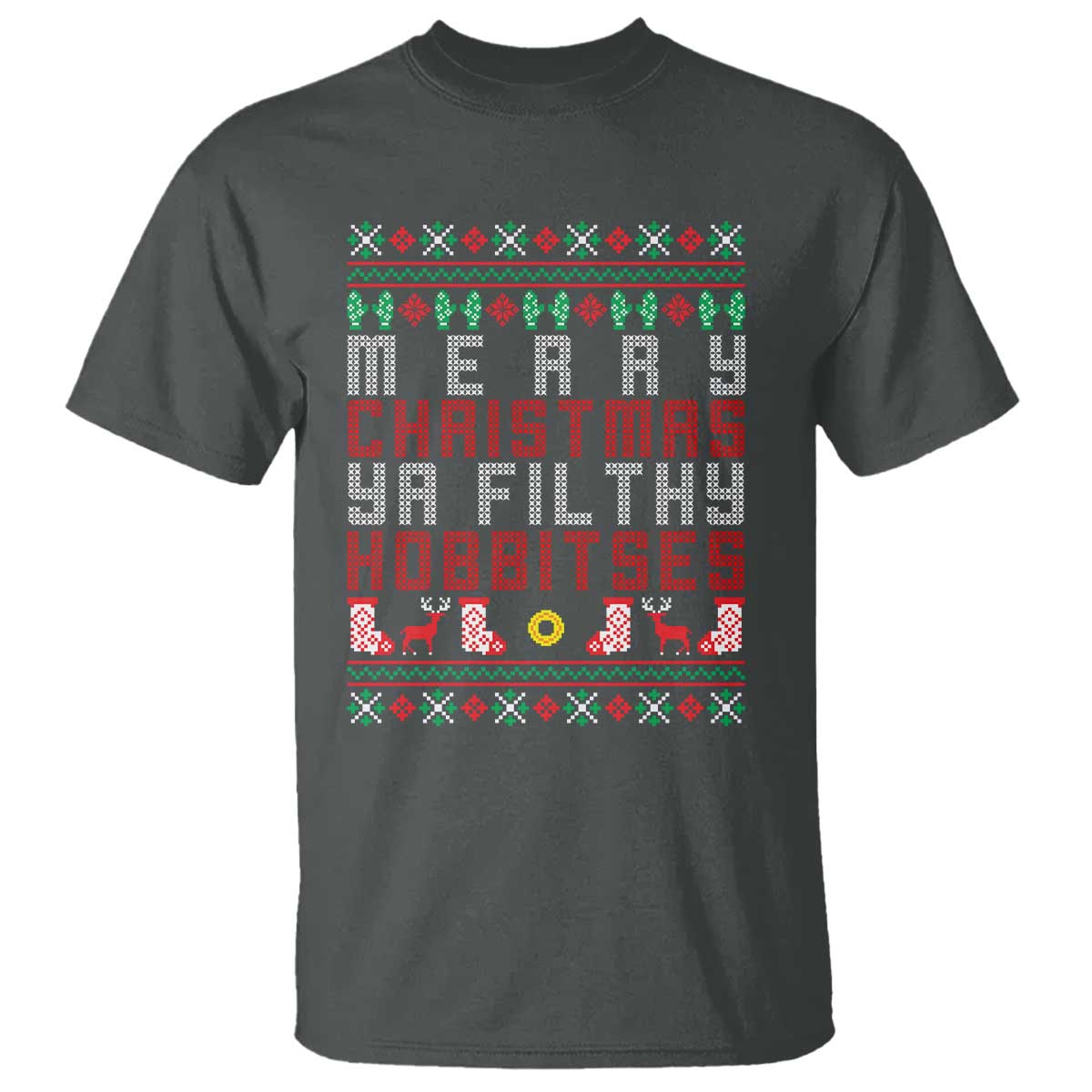 Merry Christmas Ya Filthy Animal T Shirt Funny Fantasy Movie Meme LOL Ugly Xmas TS10 Dark Heather Print Your Wear