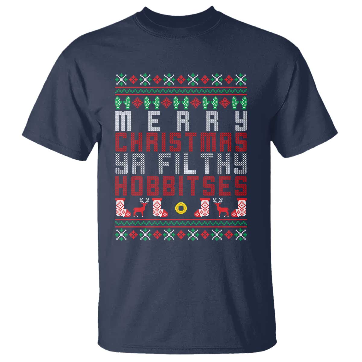 Merry Christmas Ya Filthy Animal T Shirt Funny Fantasy Movie Meme LOL Ugly Xmas TS10 Navy Print Your Wear