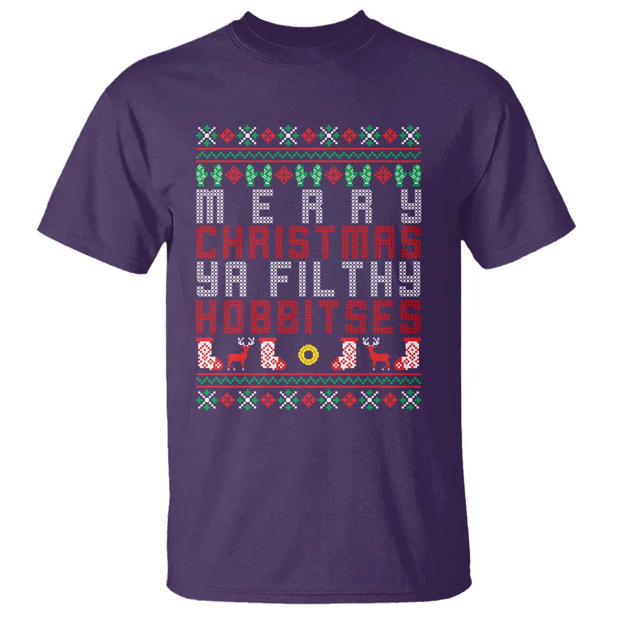 Merry Christmas Ya Filthy Animal T Shirt Funny Fantasy Movie Meme LOL Ugly Xmas TS10 Purple Print Your Wear