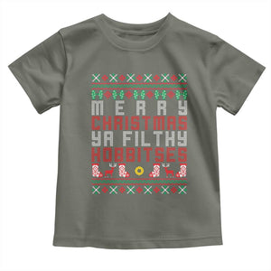 Merry Christmas Ya Filthy Animal Toddler T Shirt Funny Fantasy Movie Meme LOL Ugly Xmas TS10 Military Green Print Your Wear
