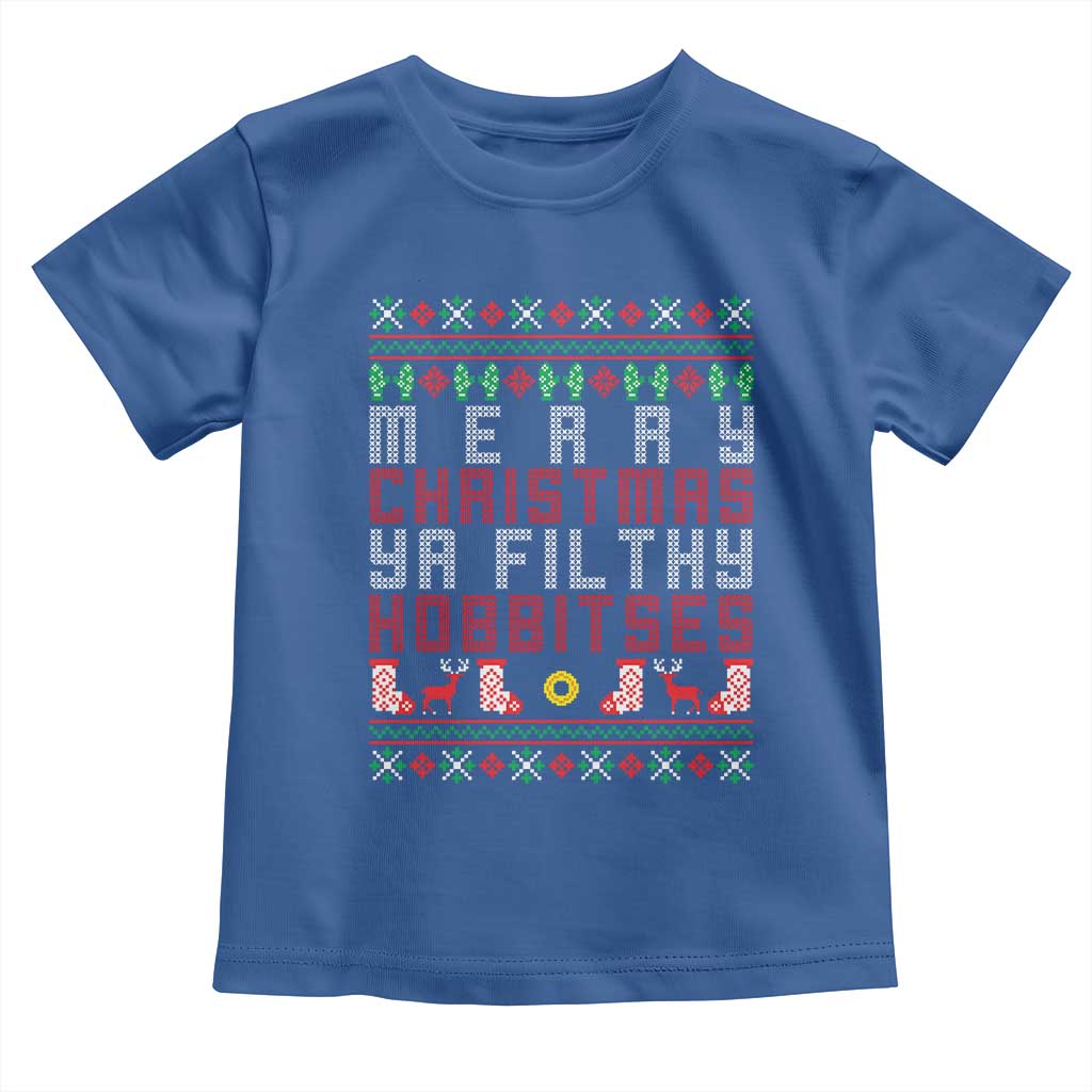 Merry Christmas Ya Filthy Animal Toddler T Shirt Funny Fantasy Movie Meme LOL Ugly Xmas TS10 Royal Blue Print Your Wear