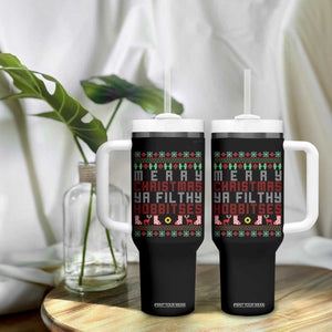 Merry Christmas Ya Filthy Animal Tumbler With Handle Funny Fantasy Movie Meme LOL Ugly Xmas TS10 Print Your Wear