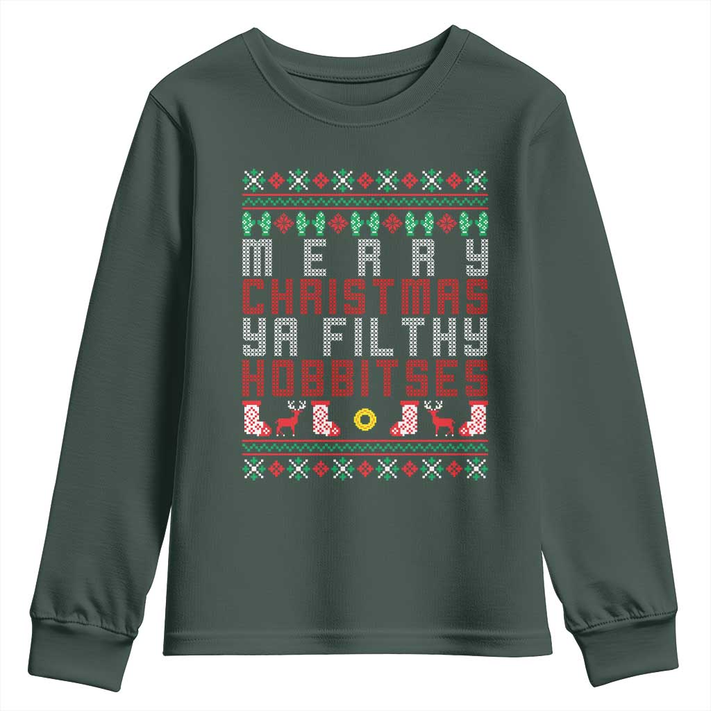Merry Christmas Ya Filthy Animal Youth Sweatshirt Funny Fantasy Movie Meme LOL Ugly Xmas TS10 Dark Forest Green Print Your Wear