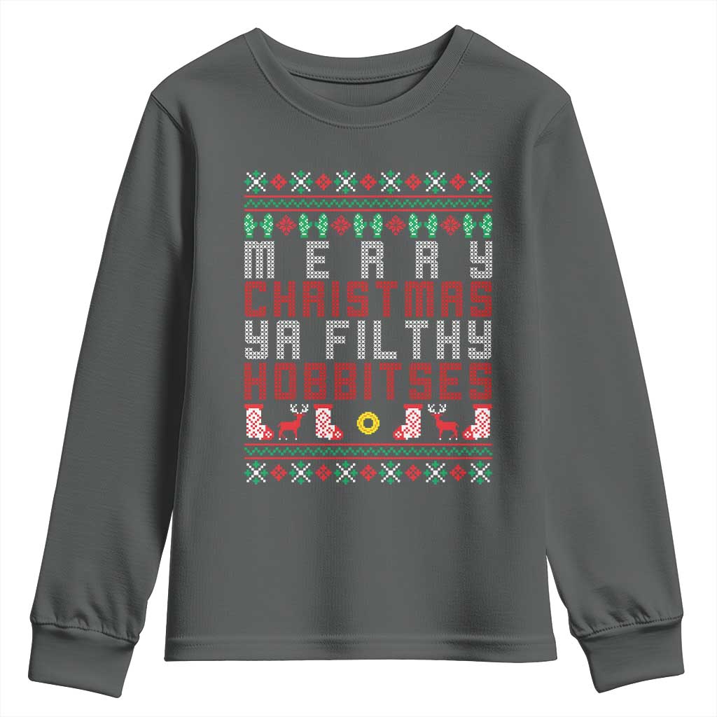 Merry Christmas Ya Filthy Animal Youth Sweatshirt Funny Fantasy Movie Meme LOL Ugly Xmas TS10 Dark Heather Print Your Wear