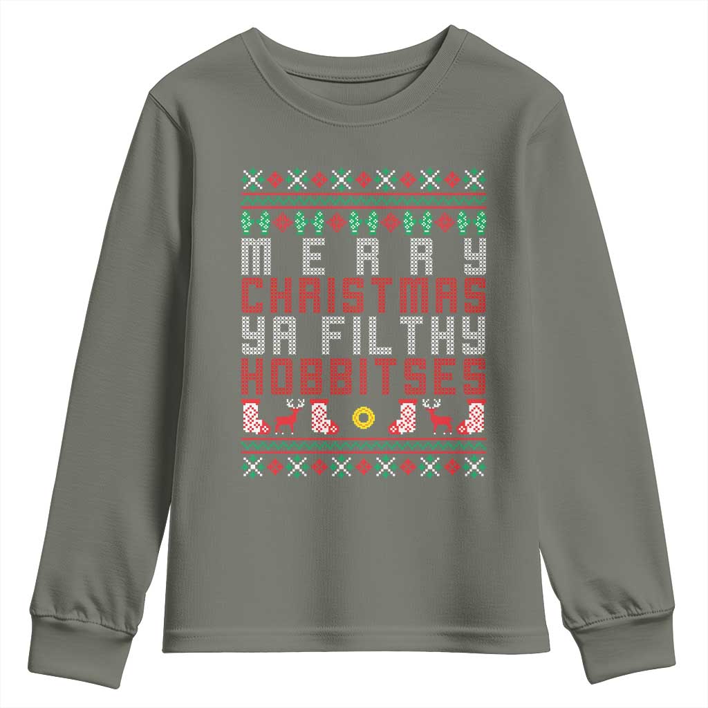 Merry Christmas Ya Filthy Animal Youth Sweatshirt Funny Fantasy Movie Meme LOL Ugly Xmas TS10 Military Green Print Your Wear