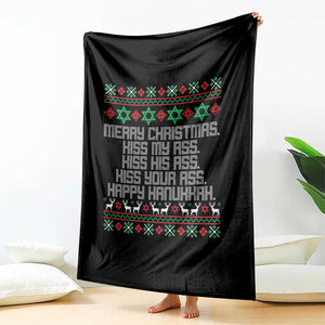 Merry Christmas Kiss My Ass Happy Hanukkah Throw Blanket TS10 Print Your Wear