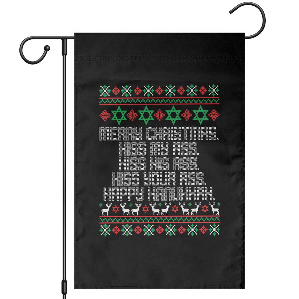 Merry Christmas Kiss My Ass Happy Hanukkah Garden Flag TS10 Black Print Your Wear