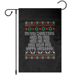 Merry Christmas Kiss My Ass Happy Hanukkah Garden Flag TS10 Black Print Your Wear