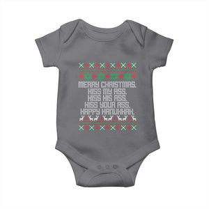 Merry Christmas Kiss My Ass Happy Hanukkah Baby Onesie TS10 Charcoal Print Your Wear