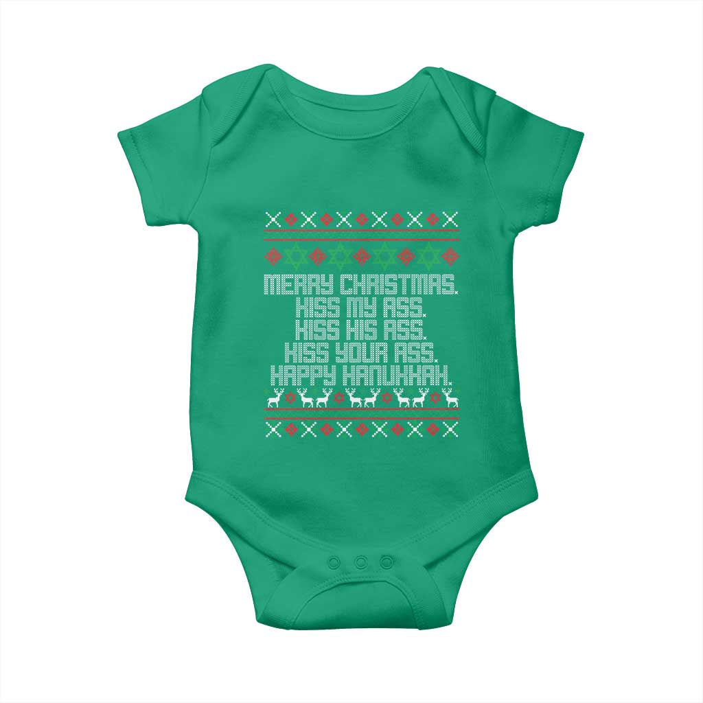 Merry Christmas Kiss My Ass Happy Hanukkah Baby Onesie TS10 Irish Green Print Your Wear