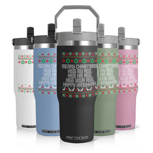 Merry Christmas Kiss My Ass Happy Hanukkah Flip Straw Tumbler TS10 Print Your Wear