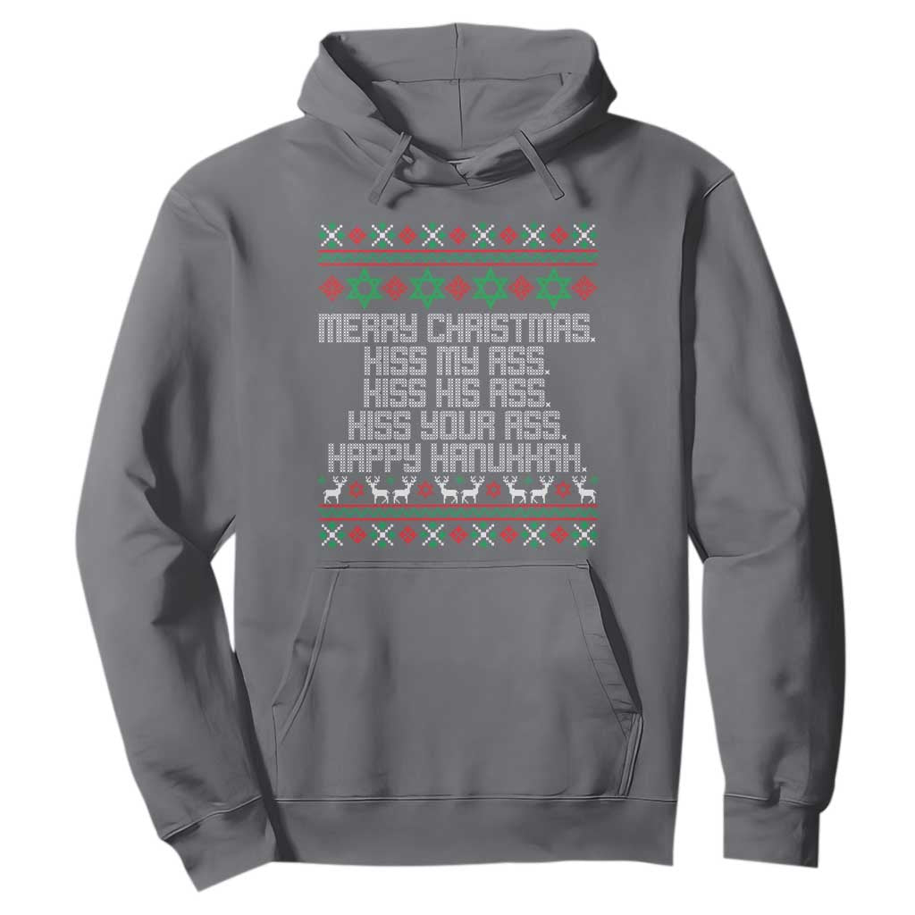 Merry Christmas Kiss My Ass Happy Hanukkah Hoodie TS10 Charcoal Print Your Wear