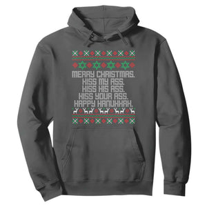 Merry Christmas Kiss My Ass Happy Hanukkah Hoodie TS10 Dark Heather Print Your Wear