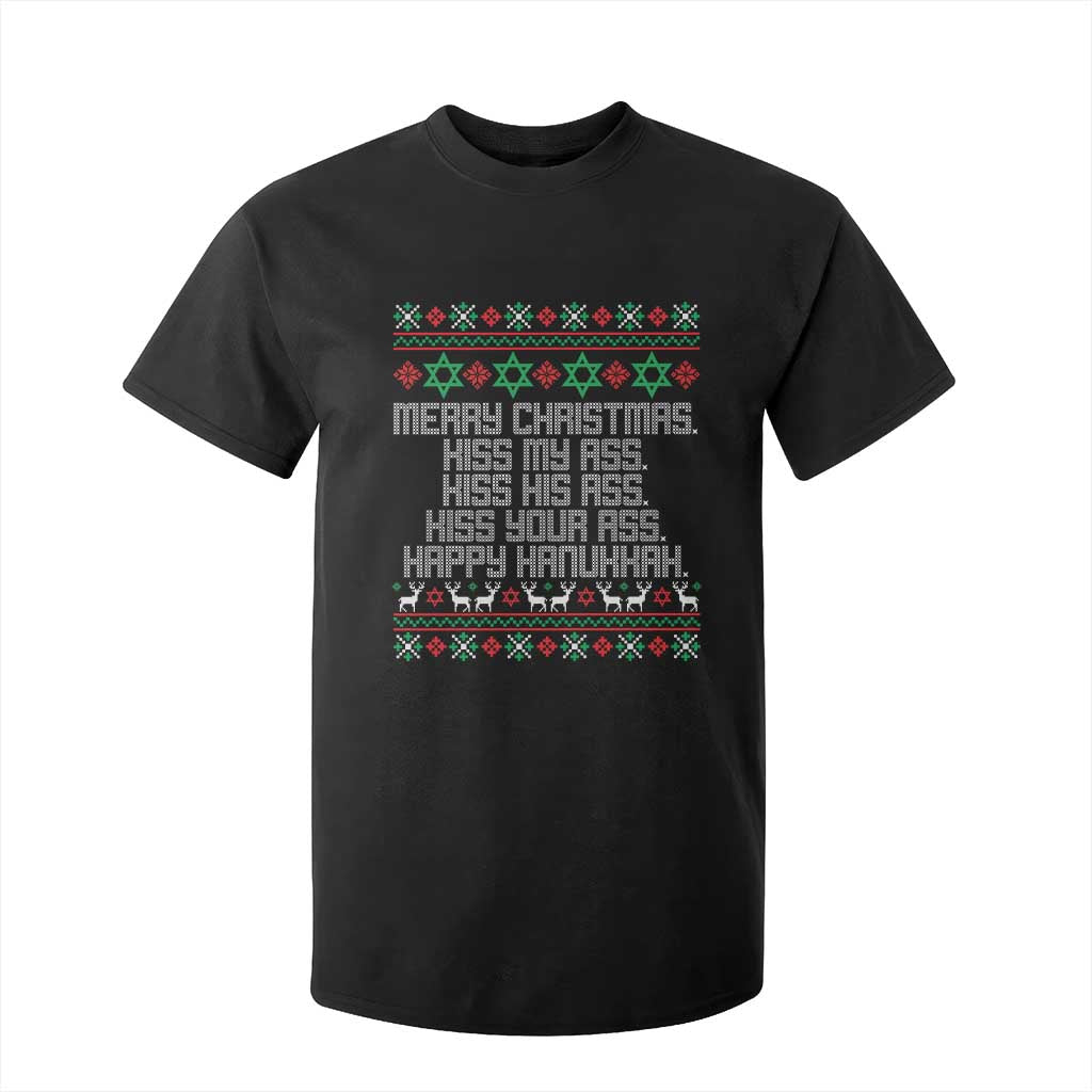 Merry Christmas Kiss My Ass Happy Hanukkah T Shirt For Kid TS10 Black Print Your Wear