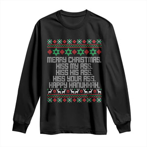 Merry Christmas Kiss My Ass Happy Hanukkah Long Sleeve Shirt TS10 Black Print Your Wear