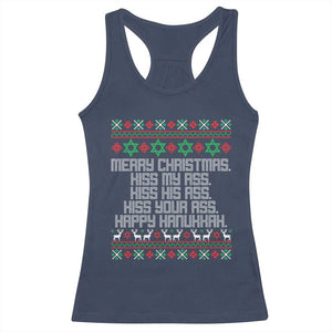 Merry Christmas Kiss My Ass Happy Hanukkah Racerback Tank Top TS10 Navy Print Your Wear