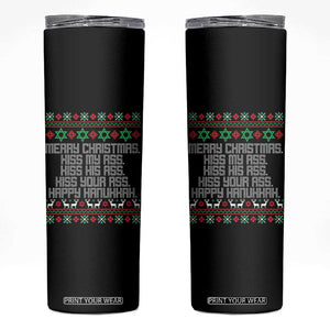 Merry Christmas Kiss My Ass Happy Hanukkah Skinny Tumbler TS10 Black Print Your Wear