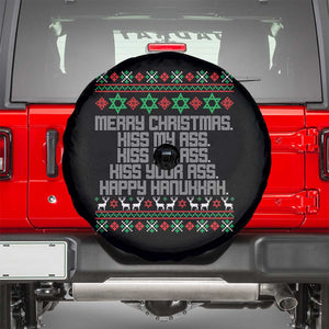 Merry Christmas Kiss My Ass Happy Hanukkah Spare Tire Cover TS10 Black Print Your Wear