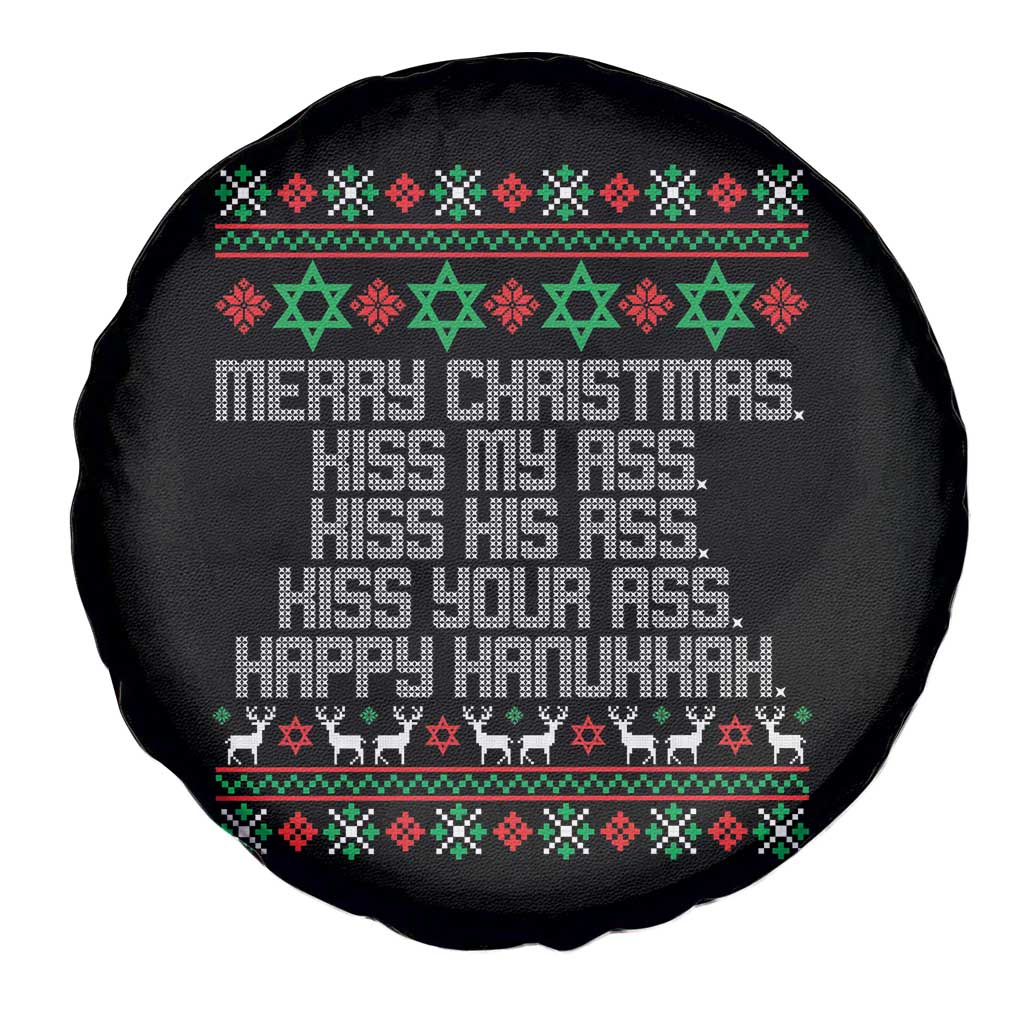 Merry Christmas Kiss My Ass Happy Hanukkah Spare Tire Cover TS10 Print Your Wear