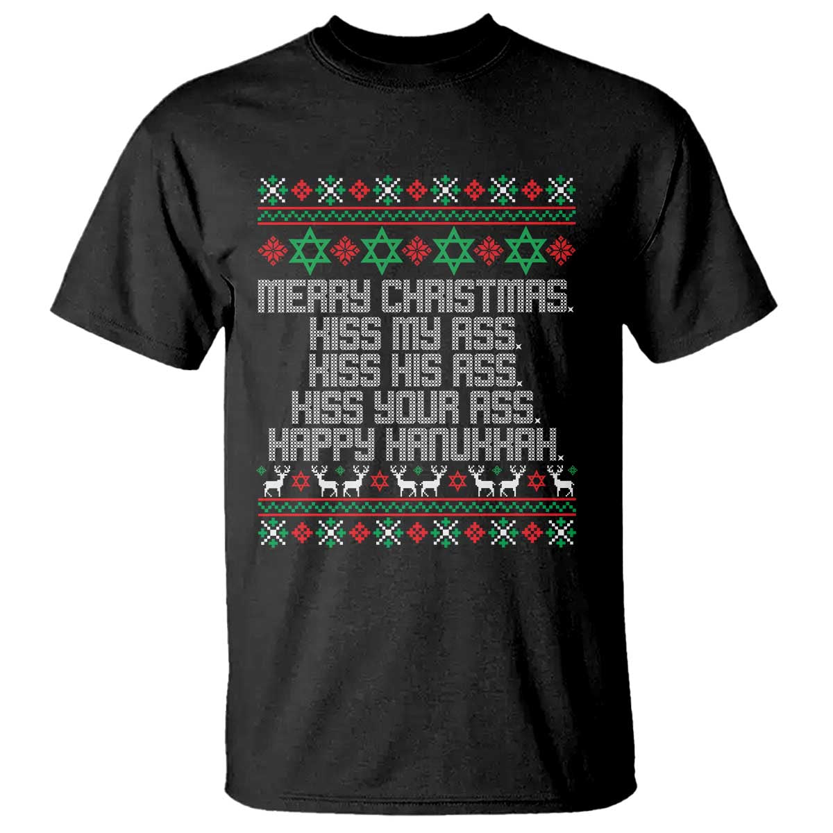 Merry Christmas Kiss My Ass Happy Hanukkah T Shirt TS10 Black Print Your Wear