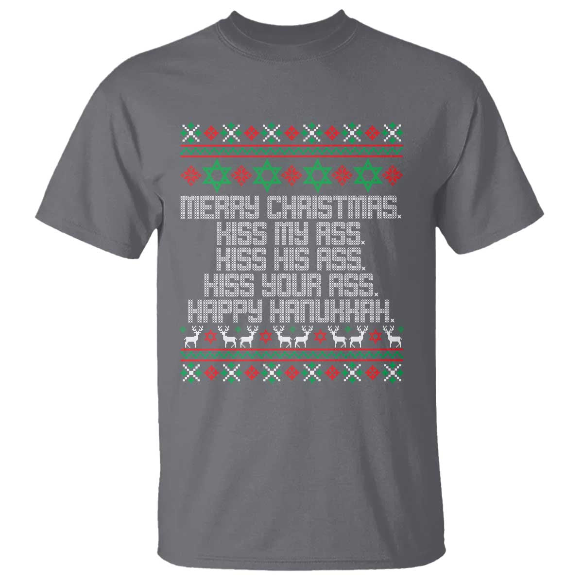 Merry Christmas Kiss My Ass Happy Hanukkah T Shirt TS10 Charcoal Print Your Wear