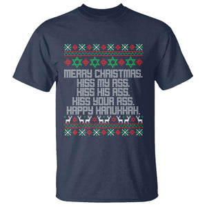 Merry Christmas Kiss My Ass Happy Hanukkah T Shirt TS10 Navy Print Your Wear