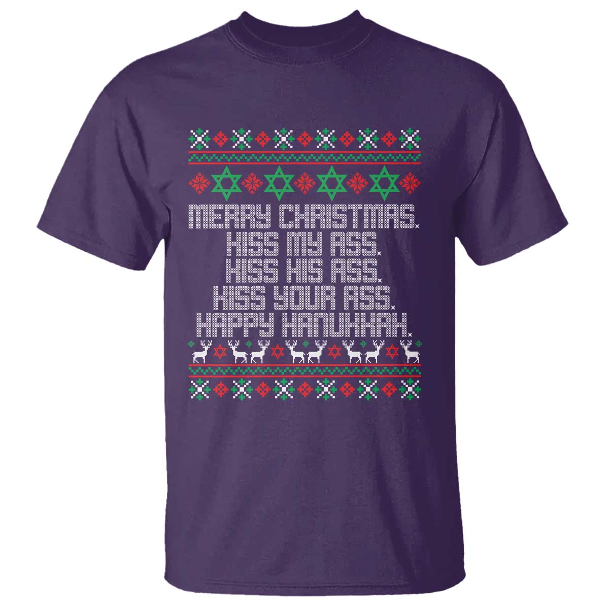 Merry Christmas Kiss My Ass Happy Hanukkah T Shirt TS10 Purple Print Your Wear