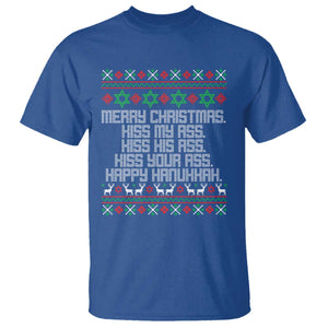 Merry Christmas Kiss My Ass Happy Hanukkah T Shirt TS10 Royal Blue Print Your Wear