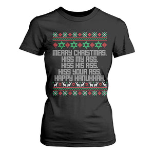 Merry Christmas Kiss My Ass Happy Hanukkah T Shirt For Women TS10 Black Print Your Wear