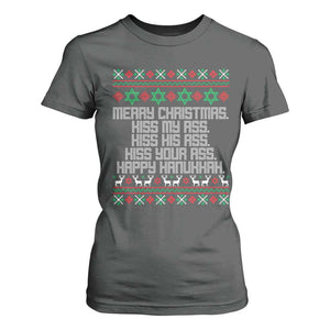 Merry Christmas Kiss My Ass Happy Hanukkah T Shirt For Women TS10 Dark Heather Print Your Wear